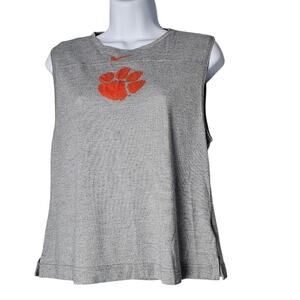 Nike‎ Dri-Fit Clemson Tigers Tank M Sleeveless Gray Athleisure Cutout Back Gym